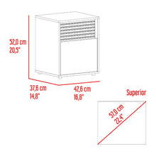 Mesa de Noche Wandda, Fresno Europeo y Roble Natural, con un cajón para guardar objetos