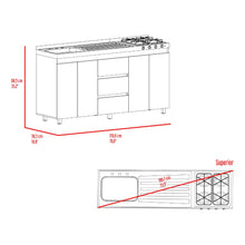 Gabinete Inferior Boreal, Blanco Duqueza y Fresno Europeo, Incluye Meson Haceb Izquierdo con Quemadores