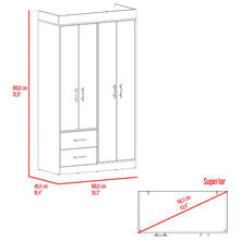 Closet Houston, Fresno Europeo y Wengue , Con Cuatro Puertas Batientes y Dos Cajones Con Amplio Espacio De Almacenamiento