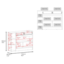 Barra de Cocina Lynton, Fresno y Blanco, con 2 Cajones para Guardar Utencilios de Cocina ZF