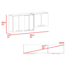 Gabinete Superior Lumina 150, Blanco Duqueza y Positano, con Cuatro Puertas Batientes
