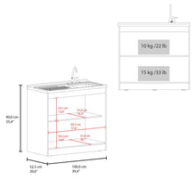 Gabinete Inferior Cantabria, Kronos Blanco y Kronos Wengue, con dos Puertas Abatibles- Mesón derecho y Grifería ZF