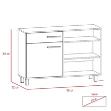Mueble Multiusos Tiberi, Wengue y Miel, Con Una Puerta Batiente y Múltiples Entrepaños Vm