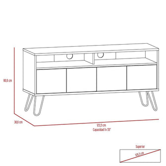 Mesa Para Tv Lara, Miel y Plata Oscuro, Para Televisor de 55 Pulgadas