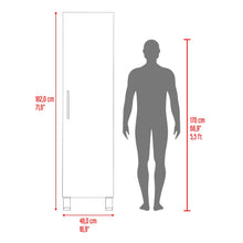Mueble de Aseo Rayli, Fresno Europeo y Blanco, con espacio objetos de limpieza