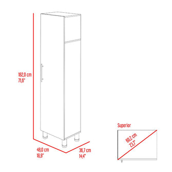 Mueble de Aseo Rayli, Fresno Europeo y Blanco, con espacio objetos de limpieza