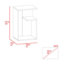 Mesa de Noche Evert, Nacar y Blanco, con diseño moderno y espacio para ubicar objetos X2