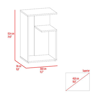 Mesa de Noche Evert, Avellana y Blanco, con diseño moderno y espacio para ubicar objetos