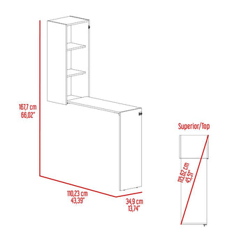 Mesa Para Planchar Plegable a la Pared Vesper, Blanco, con Amplia Superficie Baja Para Almacenamiento