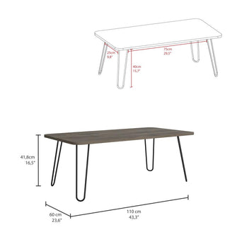 Mesa de Centro Rony, Nogal, Amplia Superficie para Ubicar Objetos Decorativos