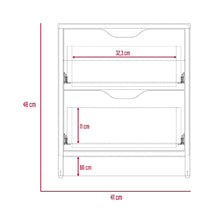 Mesa de Noche Brasilia, Café Claro y Blanco Duqueza, con Dos Cajones Deslizables