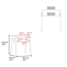 Mesa de Noche Pinet, Blanco Duqueza, con un entrepaño para guardar objetos y diseño minimalista