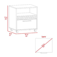 Mesa de Noche Vanez, Fresno Europeo y Capri, con cuatro patas en madera