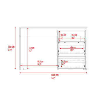 Escritorio Rook, Blanco y Fresno Europeo, con espacio para objetos decorativos ZF