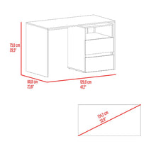 Escritorio Rook, Blanco y Fresno Europeo, con espacio para objetos decorativos ZF