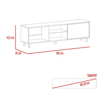 Mesa para TV Túnez, Blanco con Café Claro, hasta 70" Pulgadas