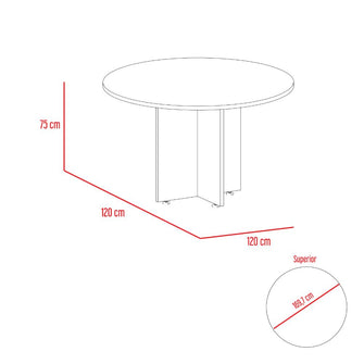 Mesa Redonda para oficina Concept, Chocolate, ideal para cuatro puertas