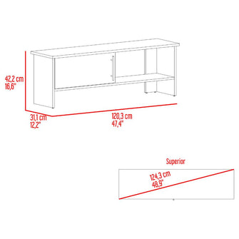 Mesa Para Tv Navi, Fresno Europeo y Blanco Duqueza, Para Televisor Hasta 55 Pulgadas Con Puerta