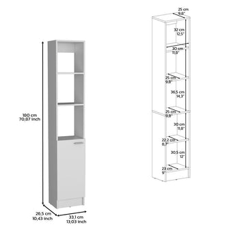 Mueble Auxiliar de Baño Karps, Blanco Duqueza, con una puerta abatible y manija metalica ZF