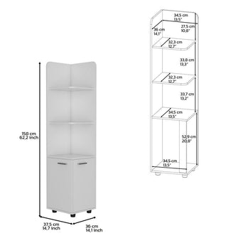 Mueble Esquinero Malibu, Blanco, con dos puertas abatibles y patas metalicas ZF