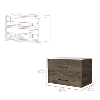 Mueble para Lavamanos Praga, 2 entrepaños y 2 dos puertas batientes Nogal, ZF