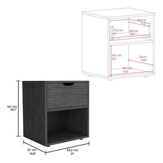 Mesa de Noche Aberdin, Gris, con deslizadores plasticos ZF X2