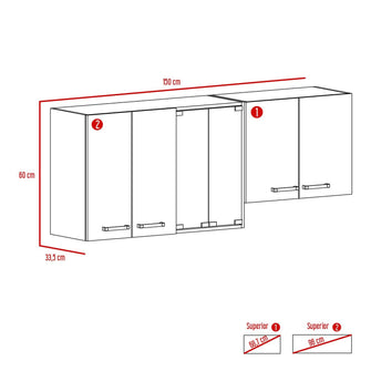 Gabinete Superior Eris, Miel y Blanco, con Amplio Espacio para ubicar Articulos de Cocina