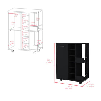 Bar Cart Argus, Wengue, con Espacio Para Botellas y Porta Copas  ZF