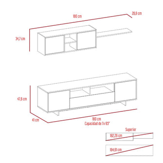 Mesa Para Tv Abni, Blanco, incluye Mueble Superior