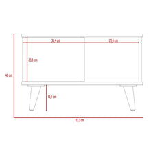 Mesa de Centro Atlas, Café Claro y Blanco, con Puerta y Patas de Madera 63