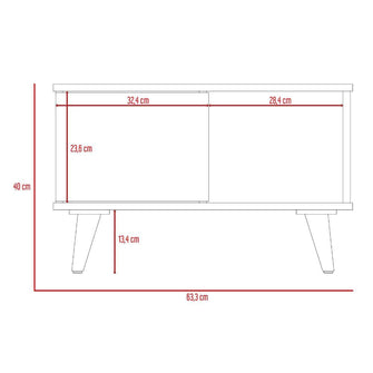 Mesa de Centro Atlas, Café Claro y Blanco, con Puerta y Patas de Madera 63