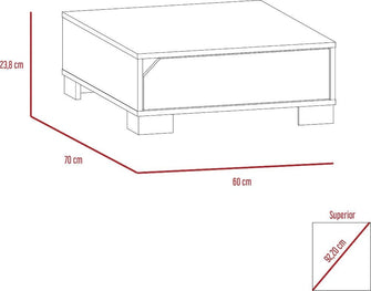 Mesa de Centro Noah, Café Claro y Agata con Una Puerta y Patas de Acero