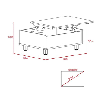 Mesa de Centro Albar, Wengue, con Cajón Interno y Patas Metálicas