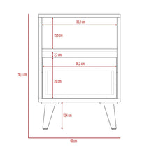 Mesa de Noche Besk, Avellana y Blanco, con Un Cajon y Cuatro Patas de Madera X2