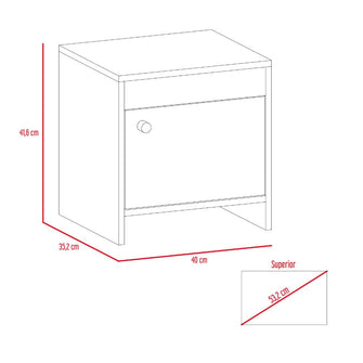 Mesa de Noche Tutto, Nogal y Blanco, con Cajón Para Guardar Objetos Ideal Para Espacios Reducidos