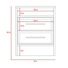 Mesa de Noche Douglas, Beige y Plata Oscuro, con Un Entrepaño Superior y Dos Cajones Organizadores