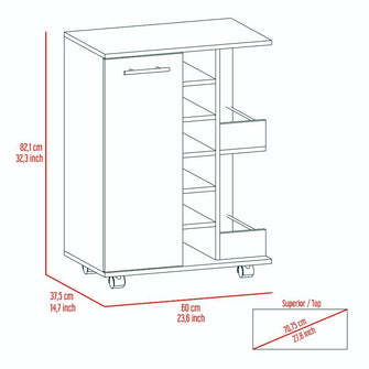 Bar Cart Argus, Nogal, con rodachines