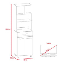 Módulo Microondas Prada 2, Café Claro y Blanco, con Rodachinas y Variedad de Entrepaños Fld