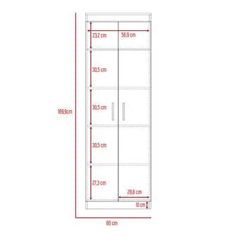 Alacena Barlovento, Café Claro y Blanco, Cuenta con Cinco Entrepaños y Dos Puertas Batientes