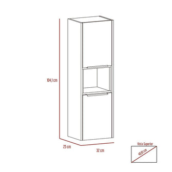 Gabinete de Baño Kairoz, Miel y Plata Oscuro, con Dos Puertas Abatibles y Cinco Entrepaños