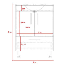 Mueble para Lavamanos Homer, Wengue, con Un Cajón y Dos Puertas Batientes