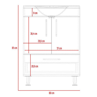 Mueble para Lavamanos Homer, Wengue, con Un Cajón y Dos Puertas Batientes
