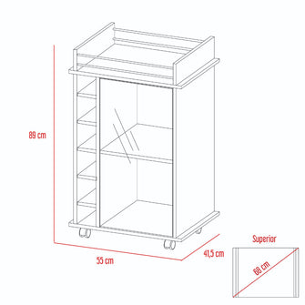 Bar Dukaty, Beige, con Rodachines Para Su Fácil Desplazamiento