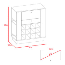 Bar India, Wengue, con Espacio Para Organizar Botellas de Vino