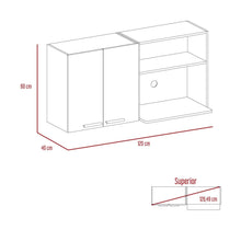 Gabinete Superior Coppi, Moreno y Blanco, con Dos Cajones y Variedad de Entrepaños