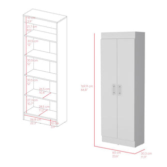 Alacena Nepal, Blanco, Cuenta con Cinco Entrepaños y Dos Puertas Batientes ZF