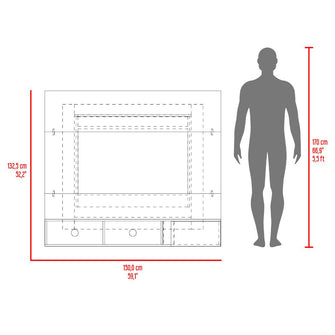 Panel para TV Light, Blanco Duqueza y Fresno Europeo, con espacio pata Televisor de 65"