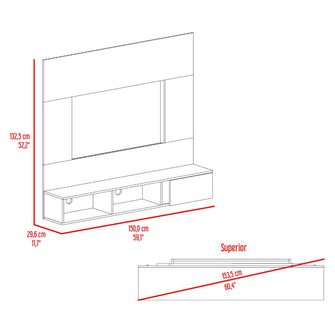 Panel para TV Light, Blanco Duqueza y Fresno Europeo, con espacio pata Televisor de 65"