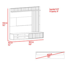 Panel de Tv Dover, Plata Oscuro y Bardolino, con espacio para tv desde 55 a 70"