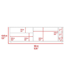 Mesa para TV Sunta, Milan, con amplios espacios para ubicar dispositivos de entretenimiento 70"